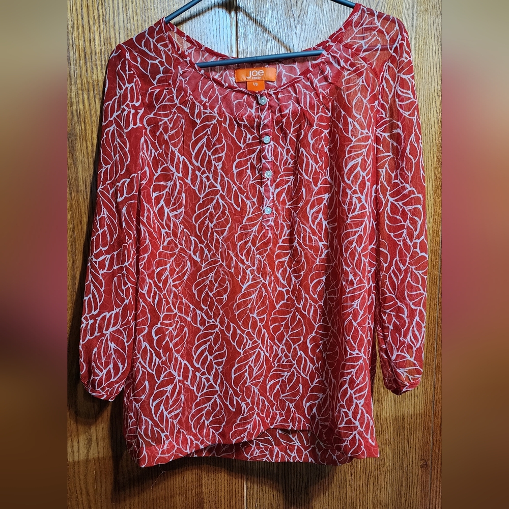 Women's Sheer 3/4 sleeve Red Top